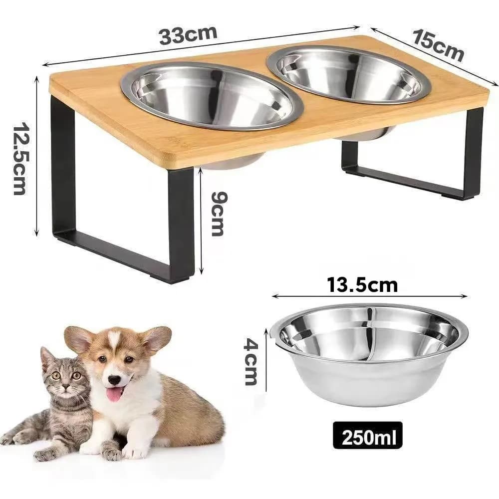 Elevated Pet Feeder with Tilted Stainless Steel Bowls