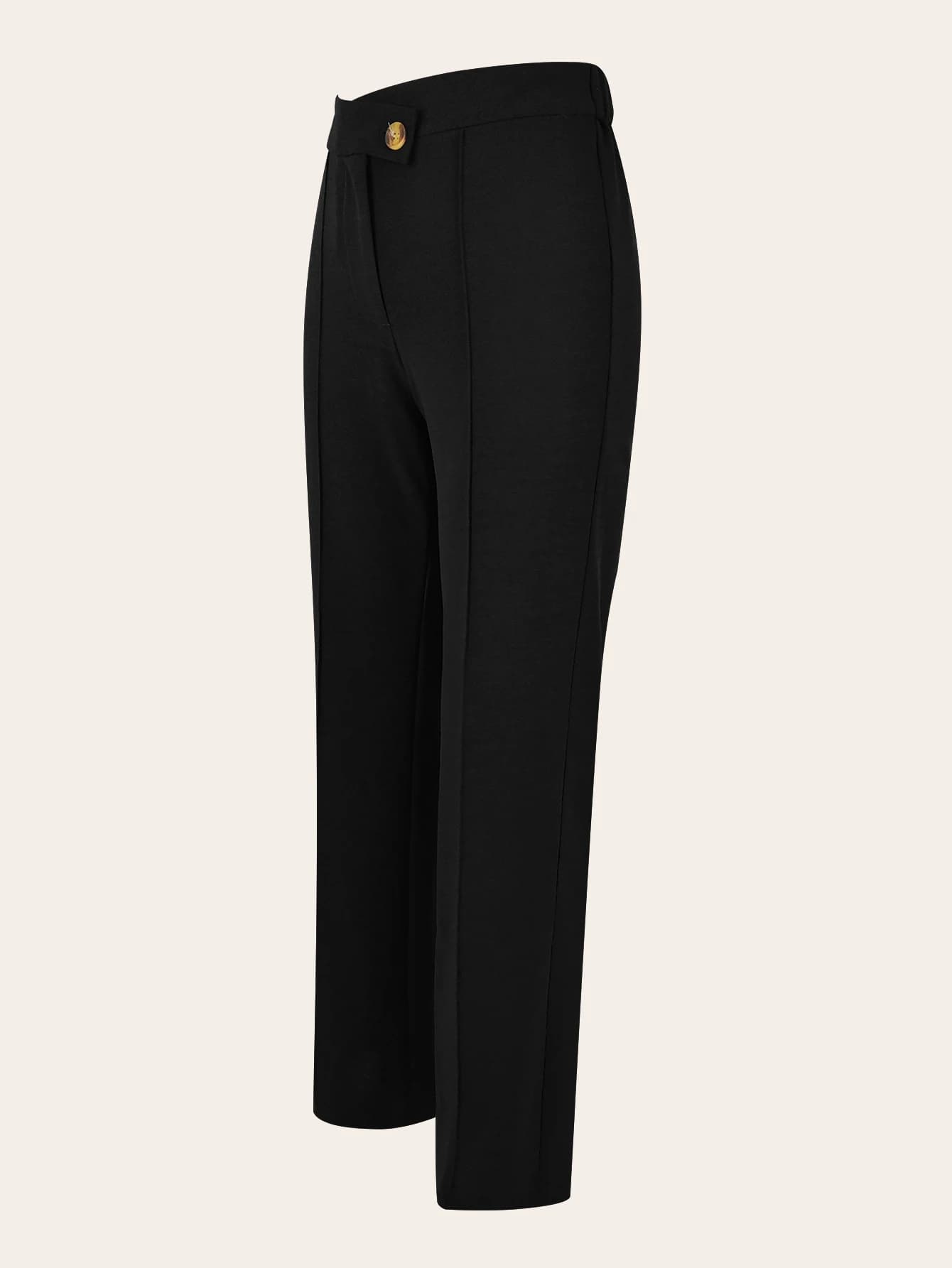 Women's Black High-Waist Straight Suit Pants
