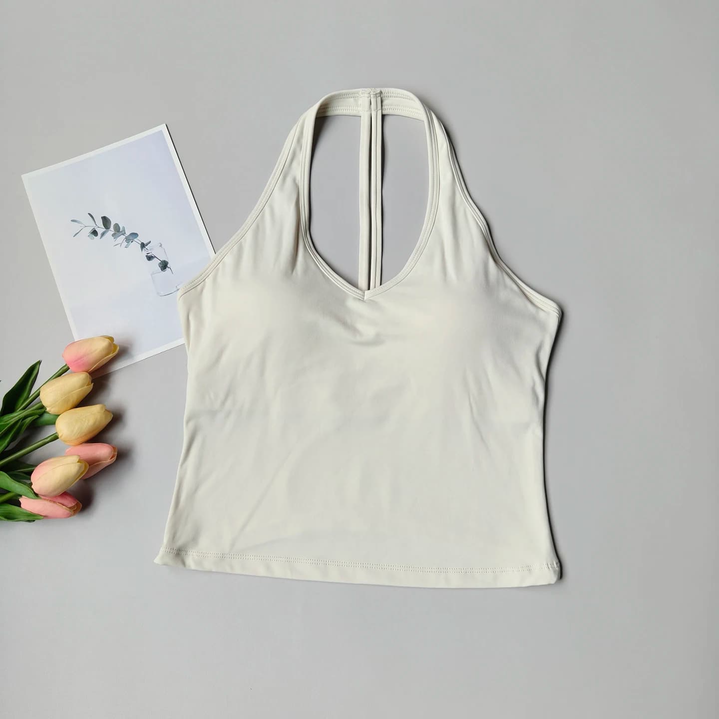 Women's V-Neck Sports Bra with Halter Back