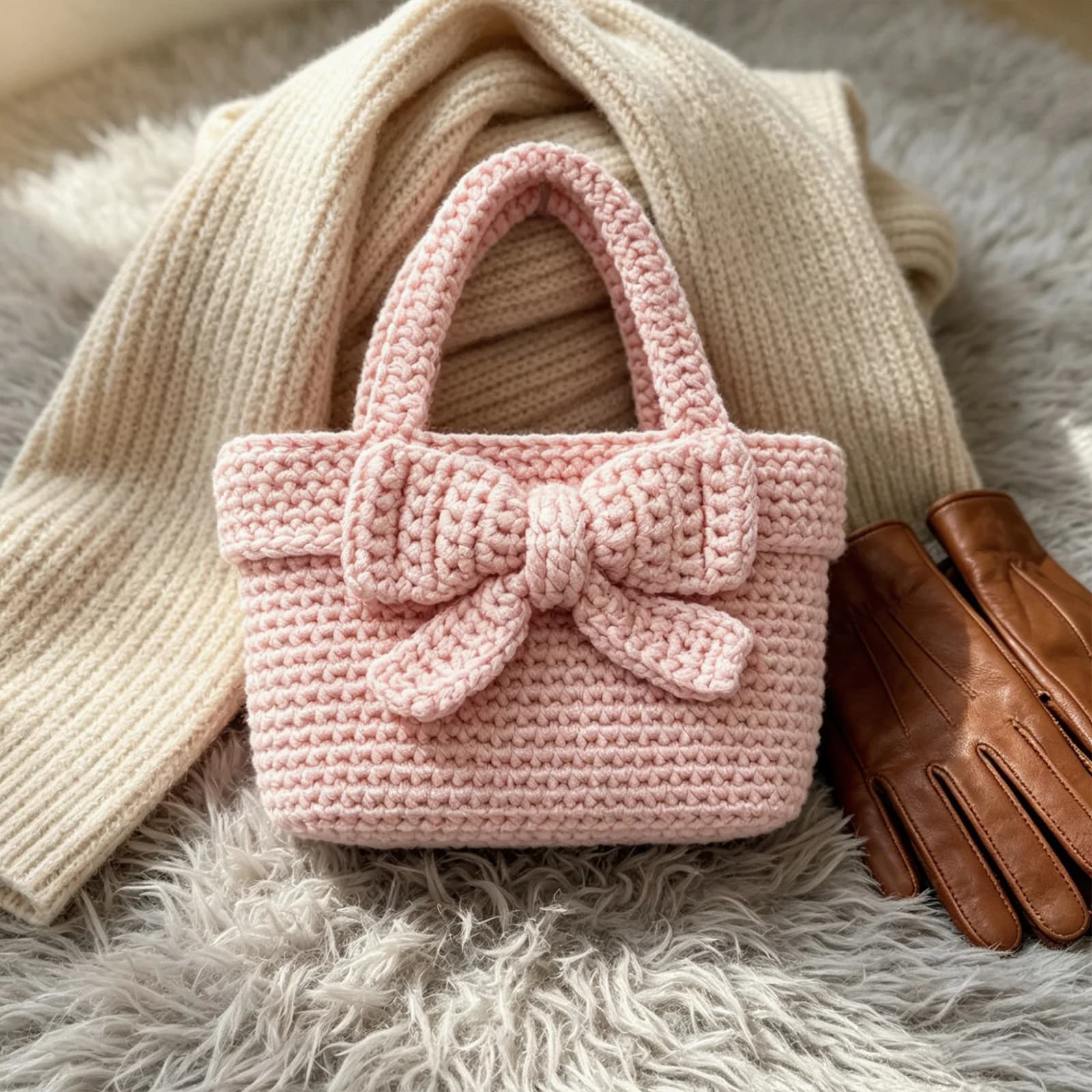 Women's Handbag with Bow, Country-Style Gift, Suitable for Girls, Mother's Day, Birthday Gift, Handmade Crafts