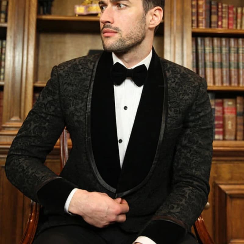 Jacquard Shawl Lapel Formal Blazer