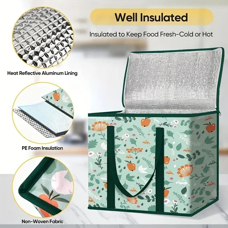 Large Reusable Grocery Bag with Insulation