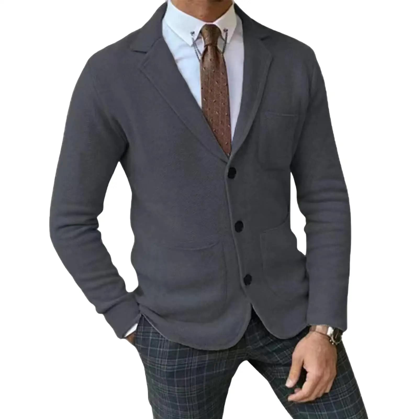 Men's Single-Breasted Solid Color Blazer