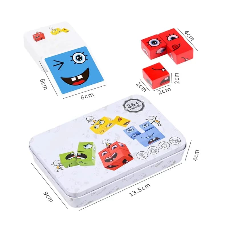 Cube Face Change Wooden Building Blocks Puzzle