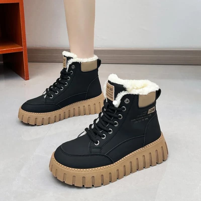 Platform Winter Ankle Boots with Fur Lining