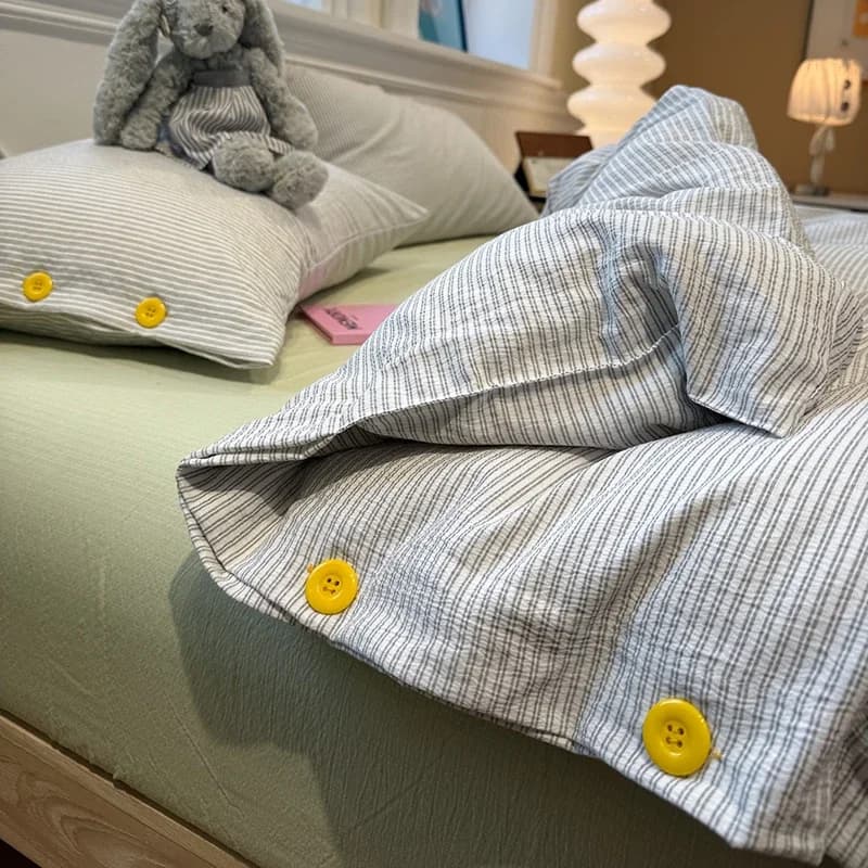 Class A Japanese Striped Bedding Sets High Quality Skin-Friendly Fabric Fitted Sheet Bed Kit Bedroom Bedclothes for Four Seasons