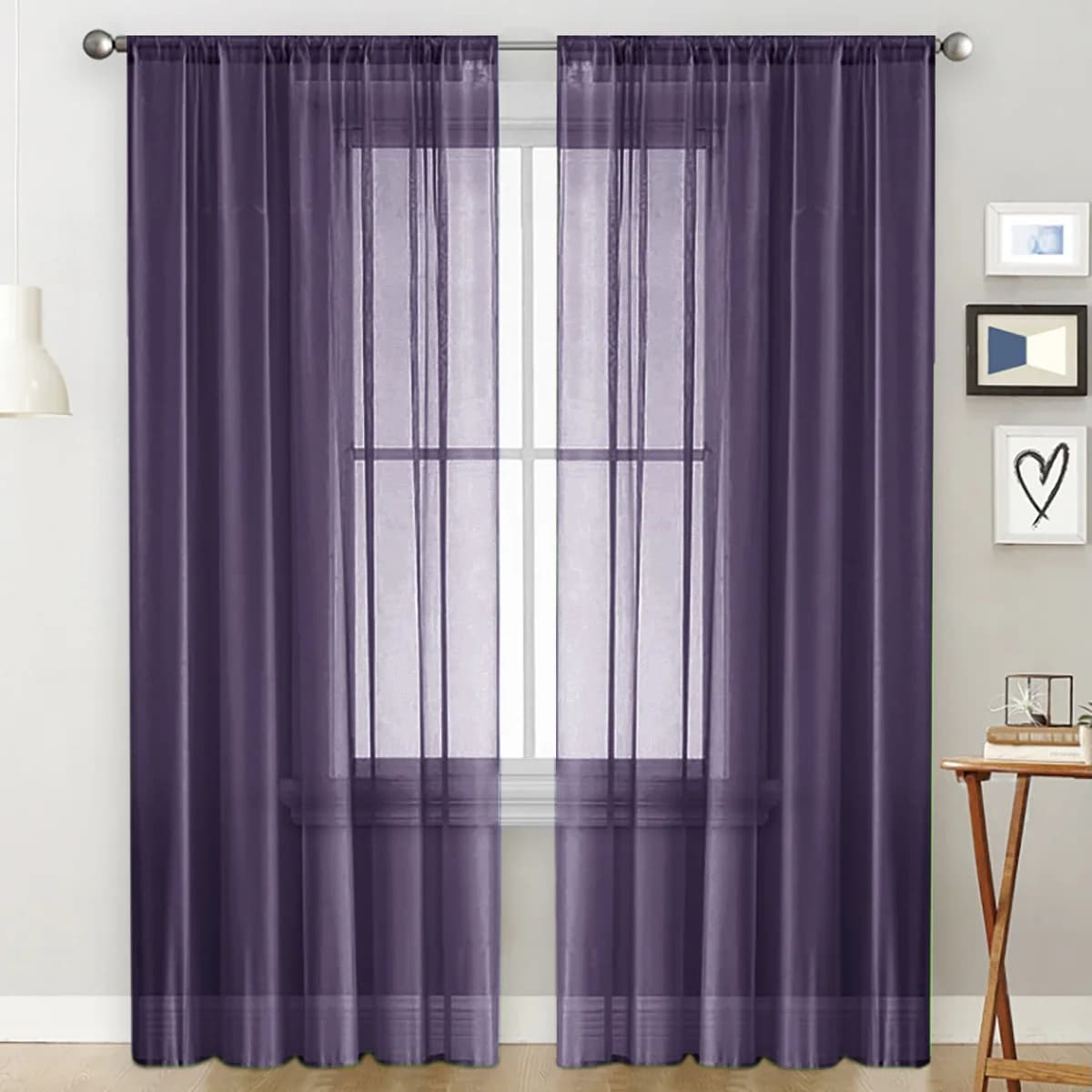 Sheer Tulle Curtains with Rod Pocket