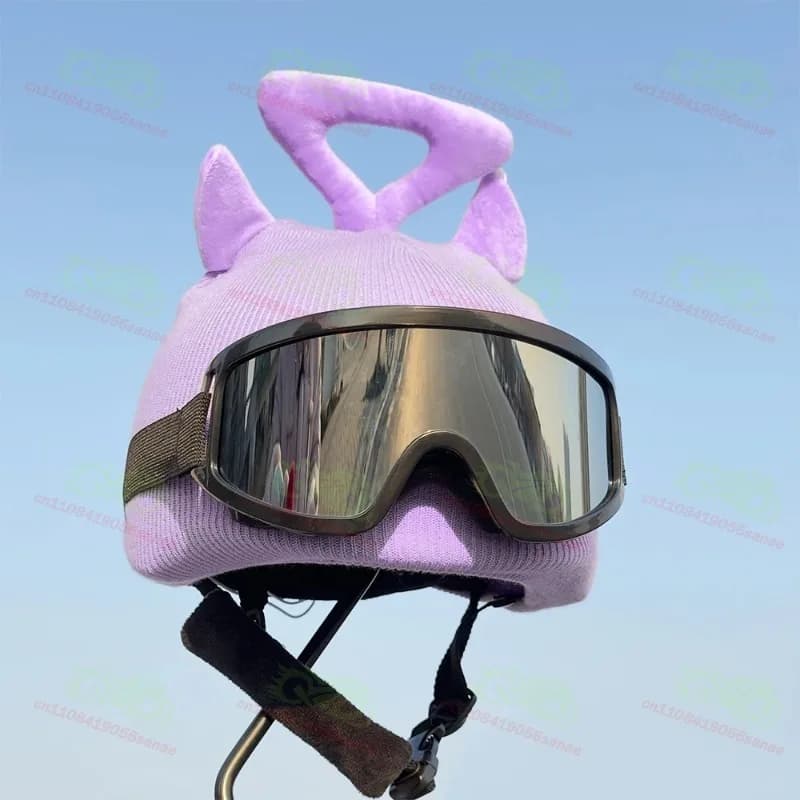 Knitted Winter Ski Hat with Helmet Cover