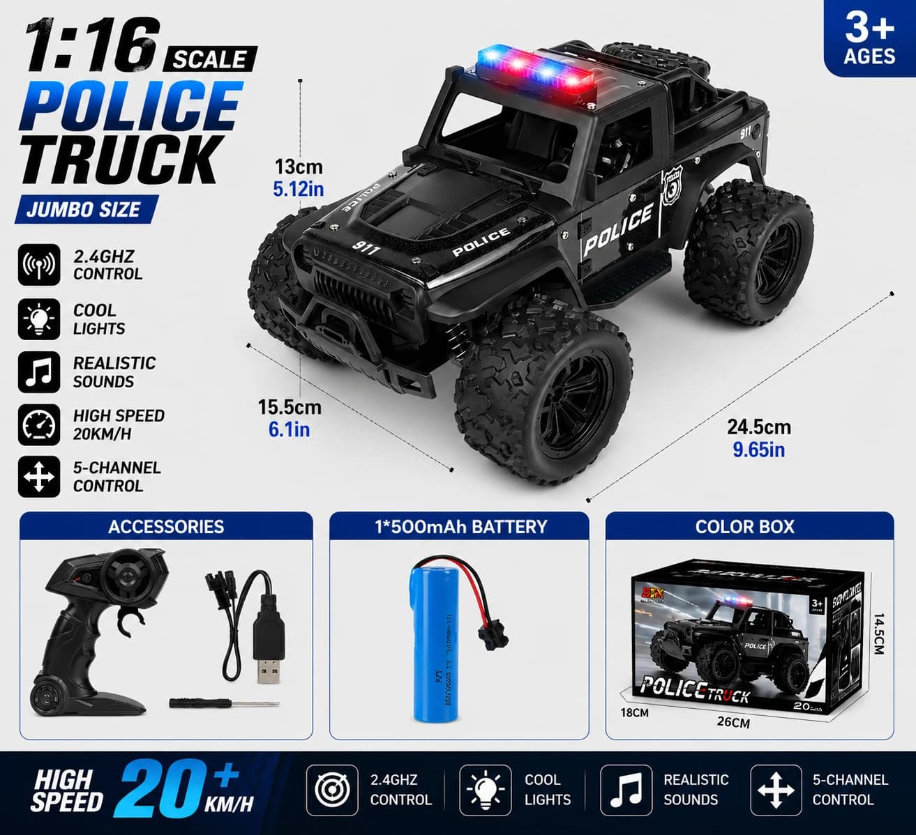 2.4G Remote Control Off-Road Police Car