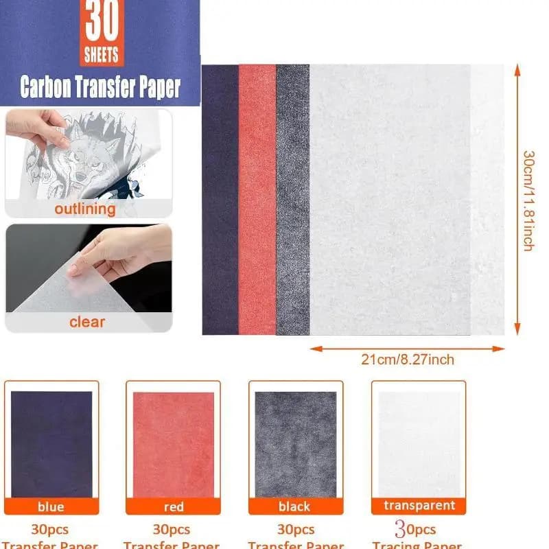 Carbon Transfer Paper Set, 4 Colors, 30 Sheets