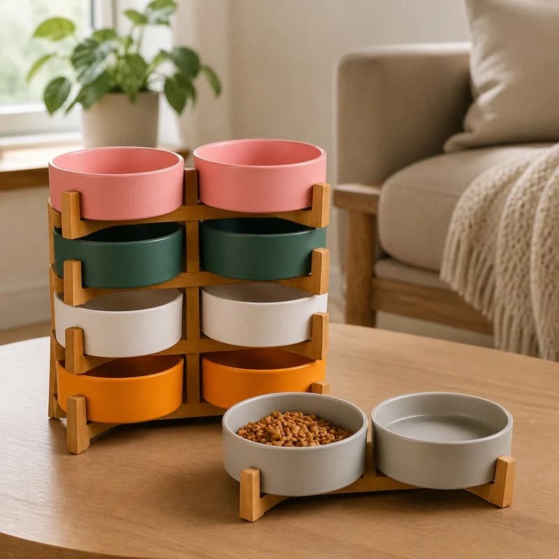 Elevated Ceramic Pet Bowl Feeder Set