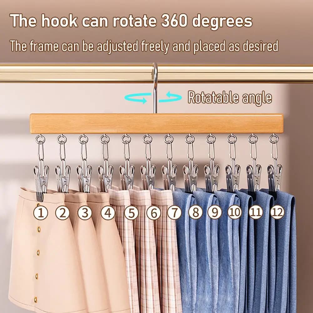 Multi-Clip Space-Saving Closet Hanger
