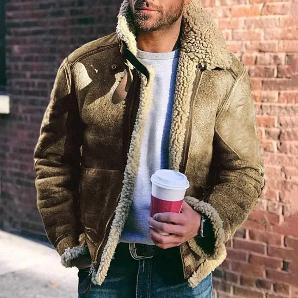 Men's Faux Leather Motorcycle Jacket