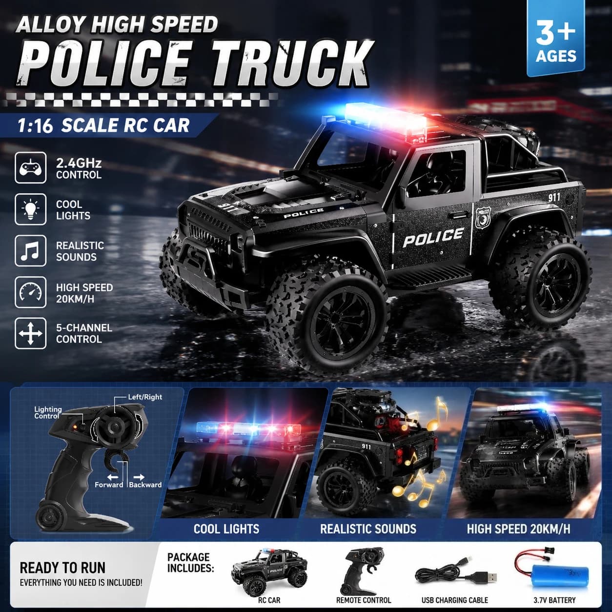 2.4G Remote Control Off-Road Police Car