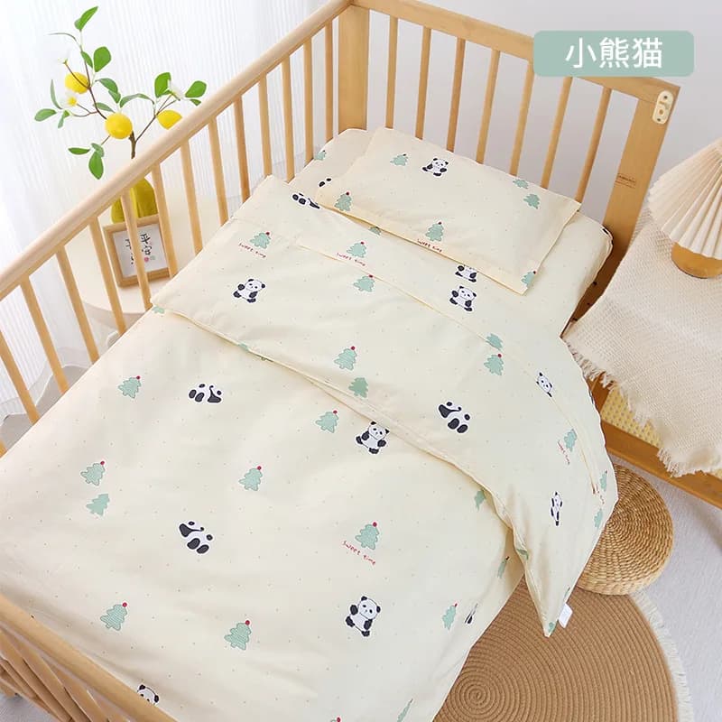 3Pcs Set Newborn Baby Crib Bedding Sets Cotton Soft Cartoon Print Color Bedroom Bed Cot Linen Quilt Cover Case Sheets Pillow