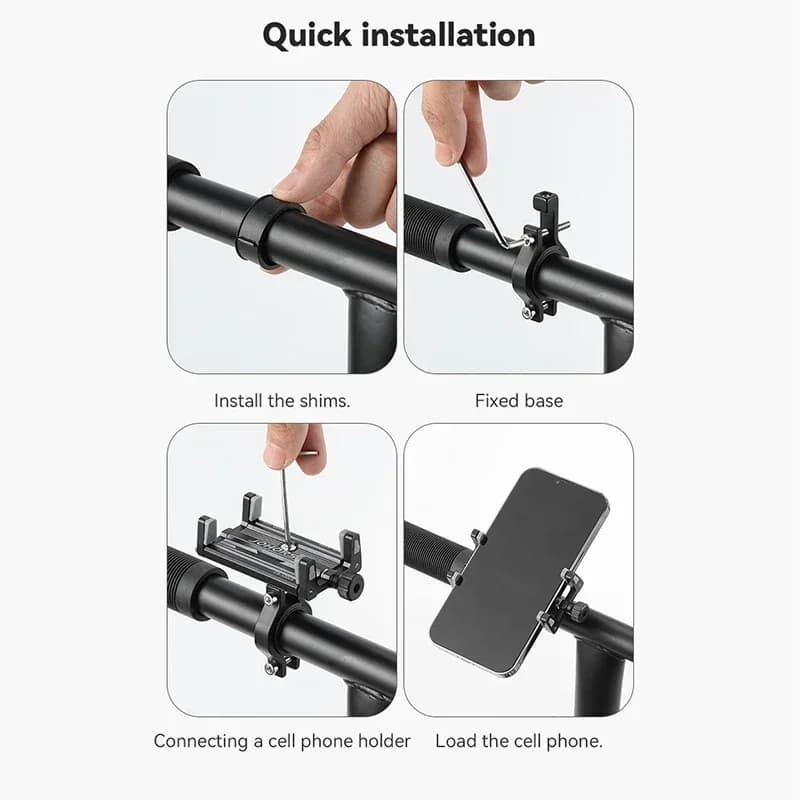 Bike Phone Mount Holder Aluminum Motorcycle Phone Holder Mount with 360° Rotation for iPhone 16 17 15 14 Pro Max Samsung S26 S25