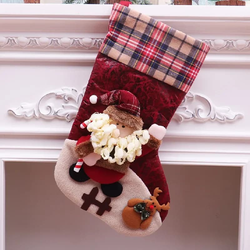 Large Plaid Christmas Stockings Set