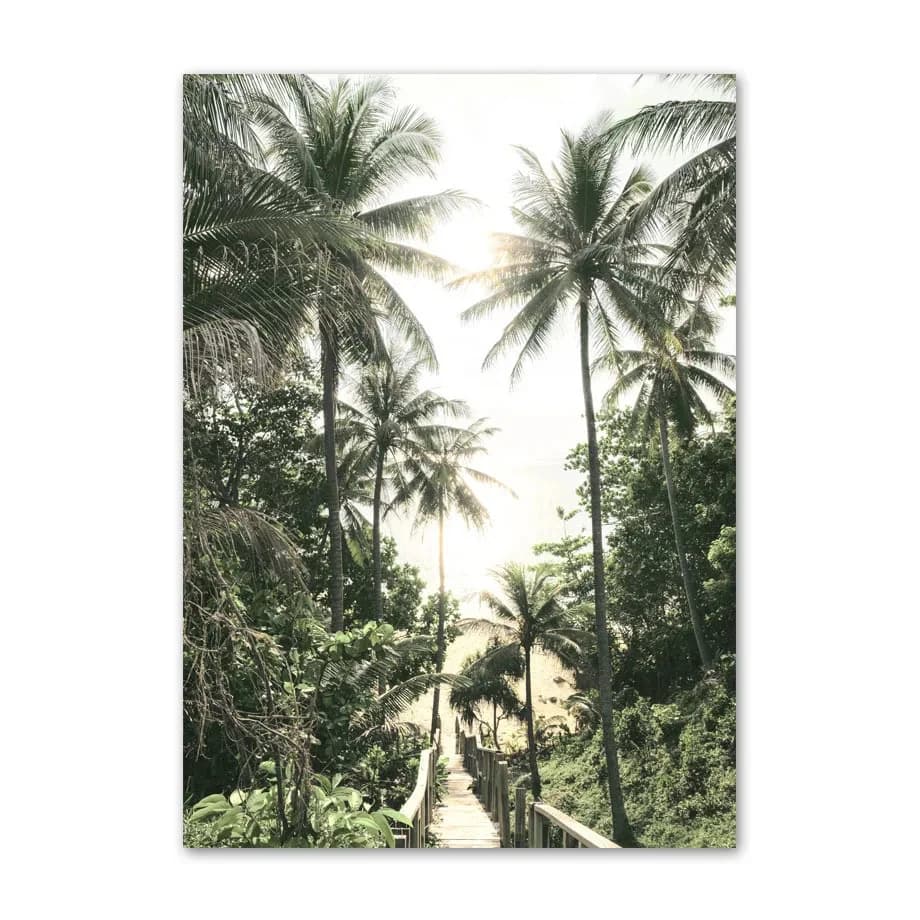 Frameless Green Leaf Landscape Canvas Painting