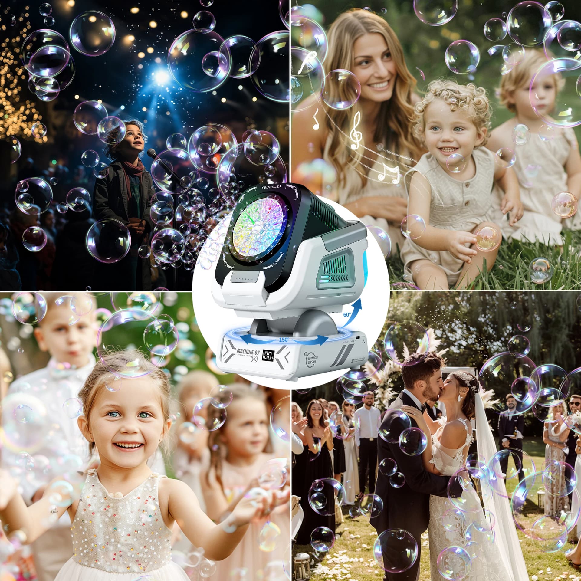 Bubble Machine with Remote Control and RGB Lights