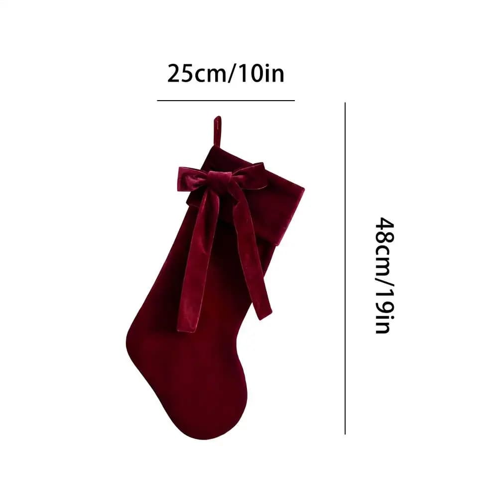 Velvet Christmas Stocking with Elegant Bow