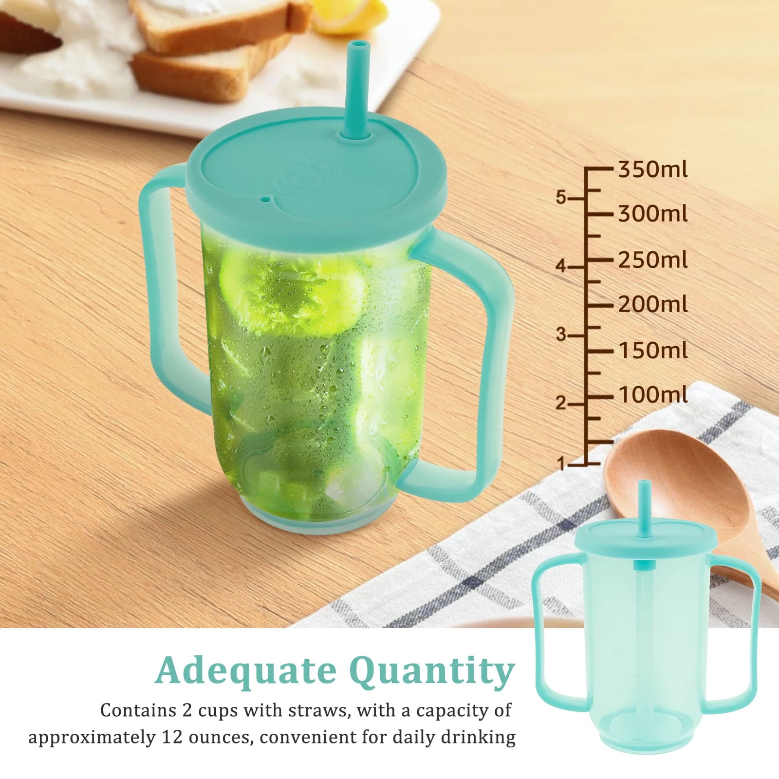 Spill-Proof Sippy Cup with Straw, 2-Pack