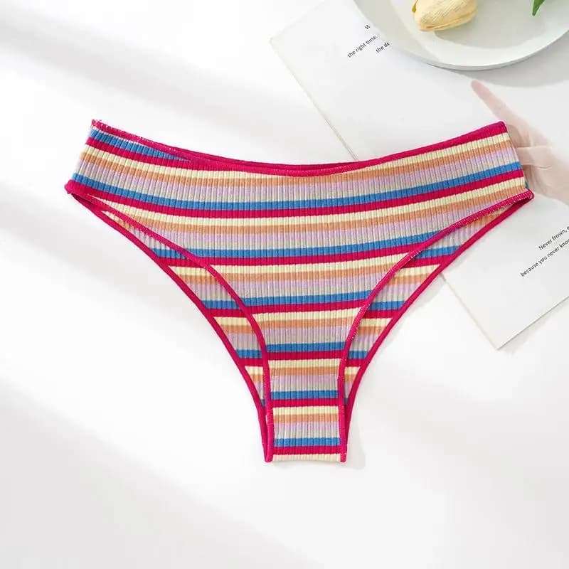 Colorful Striped Cotton Low-Waist Briefs