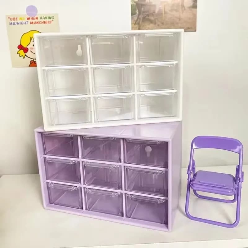 Clear Acrylic Nine-Compartment Desk Organizer