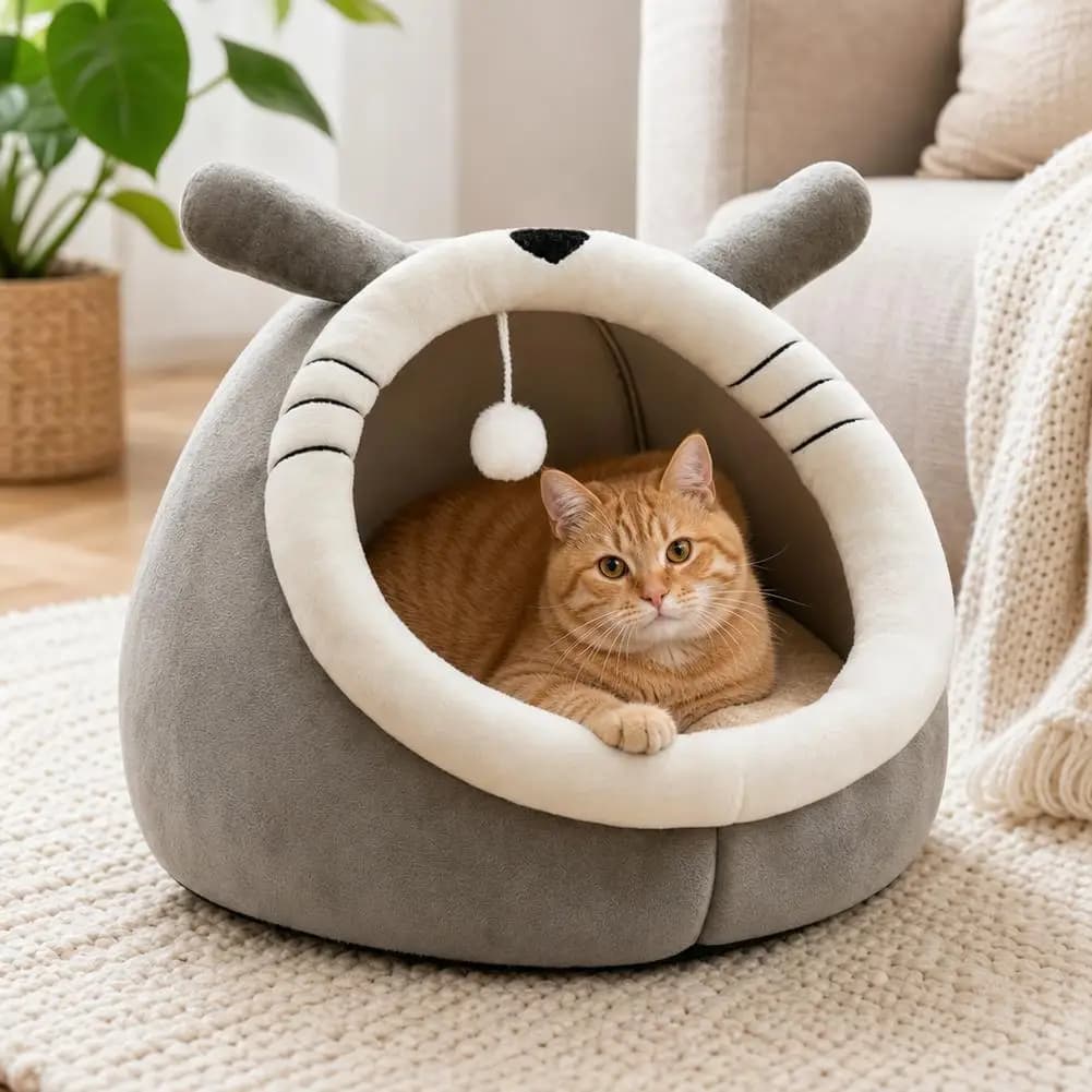 Cat Cave Bed Foldable Dome Pet Nest