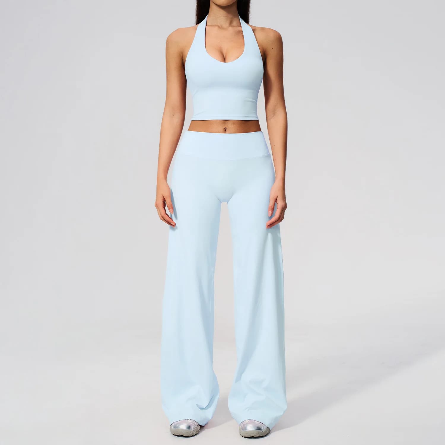 Yoga Set With Halter Neck Beautiful Back V Slim Fit Women's Gym Outfit Outdoor Running Training Fitness Leggings Two-piece Set