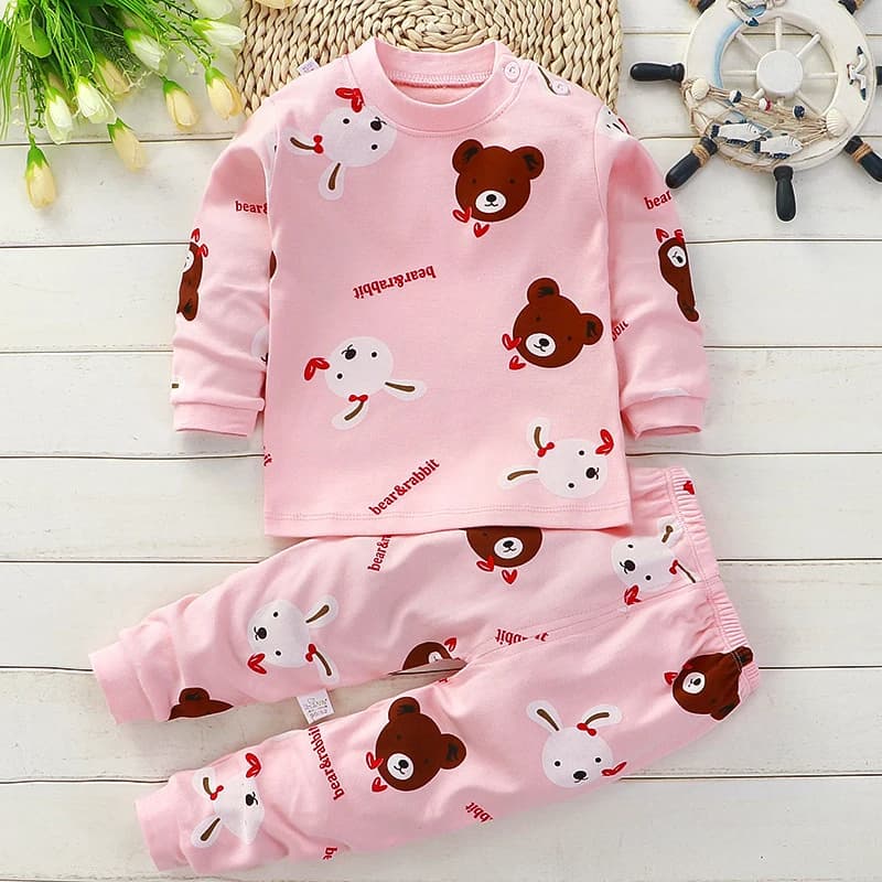 Kids Cotton Pajama Sets Autumn Winter