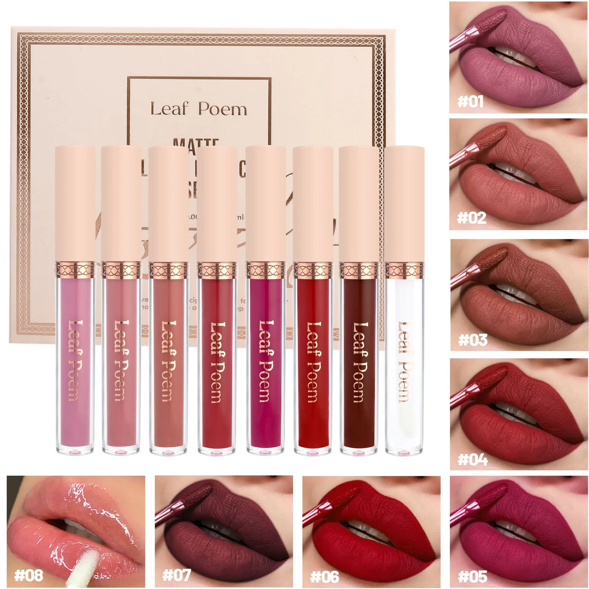8-Piece Matte Liquid Lipstick and Glaze Set