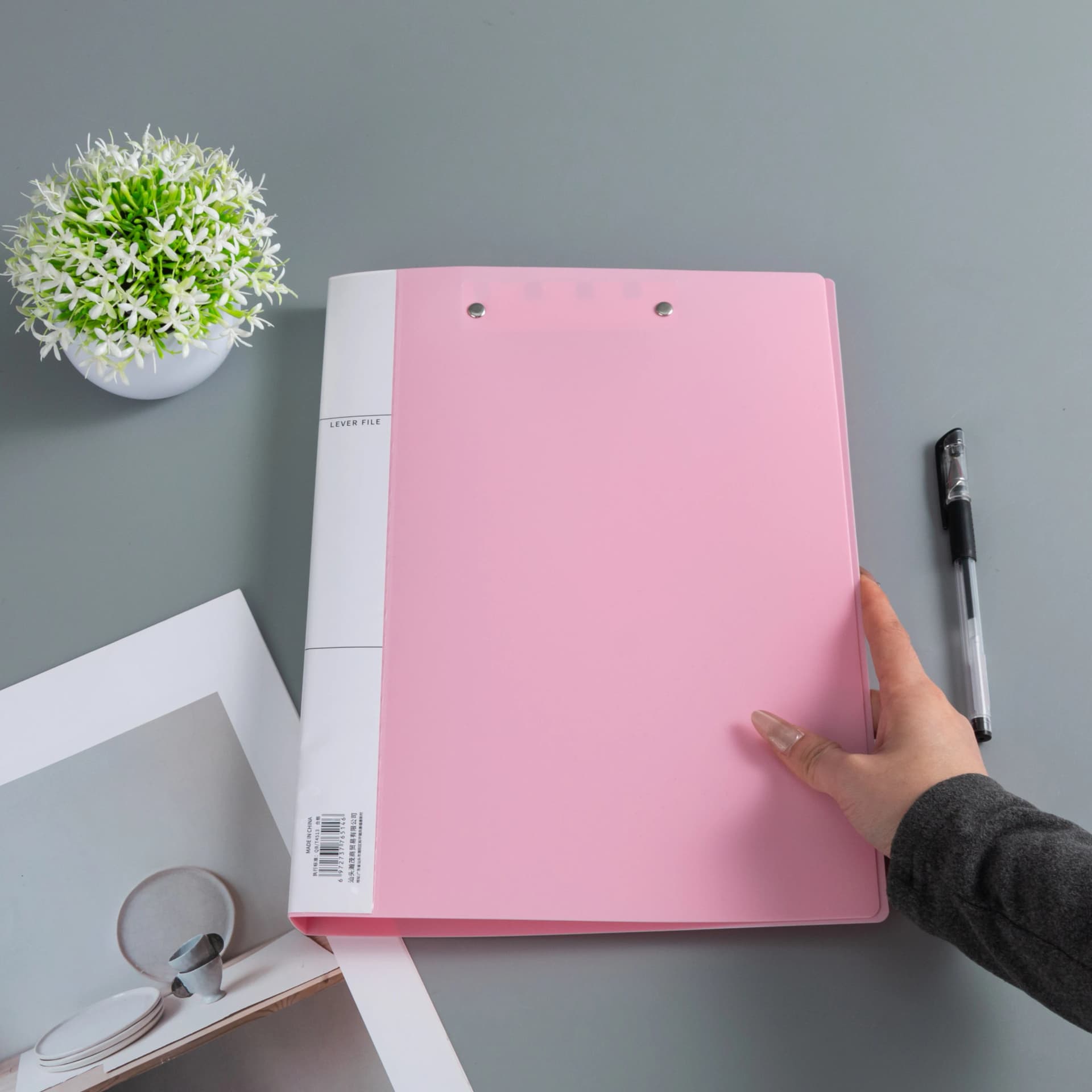 Double Compartment A4 File Folder with Press Clip