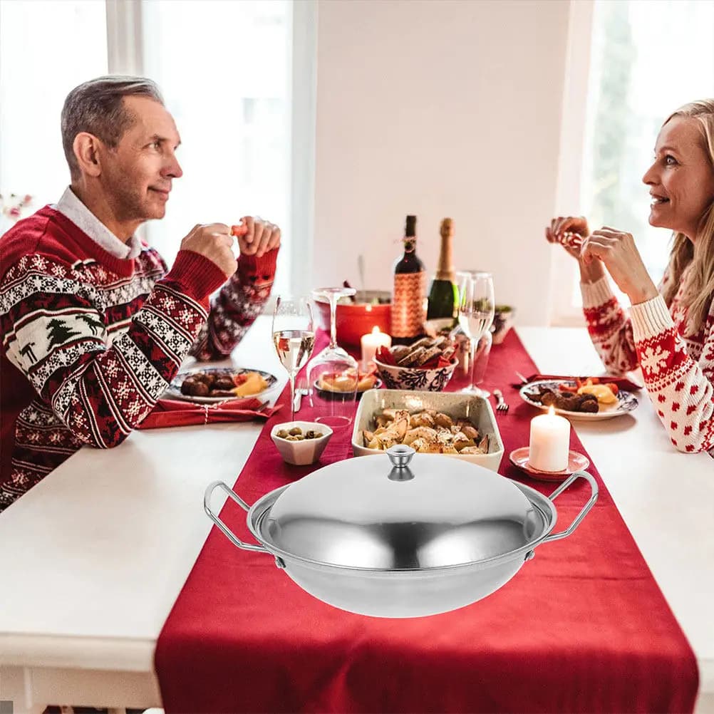 Stainless Steel Double Handle Hot Pot with Lid