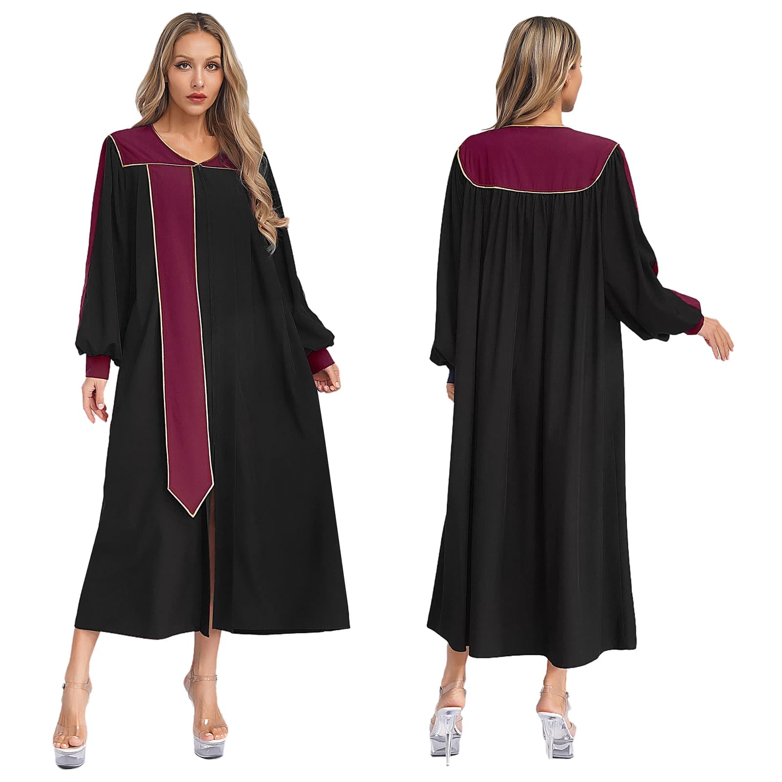 Women's Clergy Robe with Embroidered Sleeves