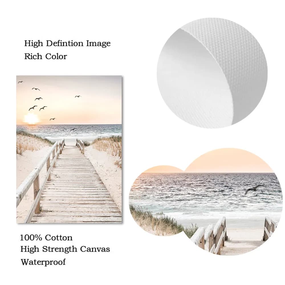 Natural Scenery Reed Grass Beach Canvas Wall Art
