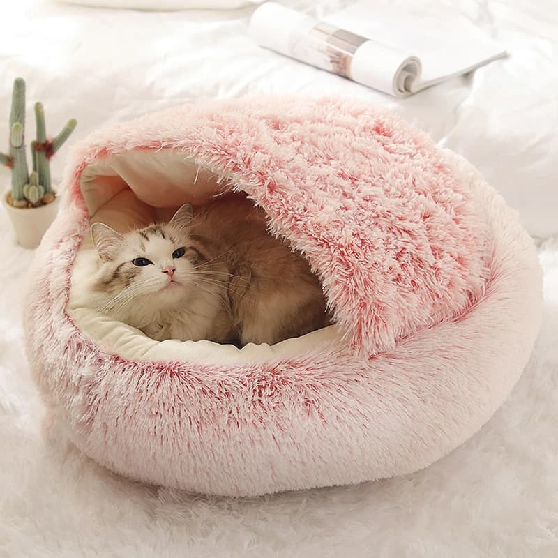 Round Plush Pet Bed with Cover