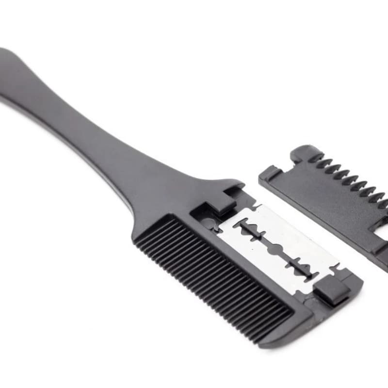 Hair Cutting Comb Hair Brushes with Razor Blades Barber Scissors Hair Salon Thinning Hairdressing DIY Styling Tools Black Handle