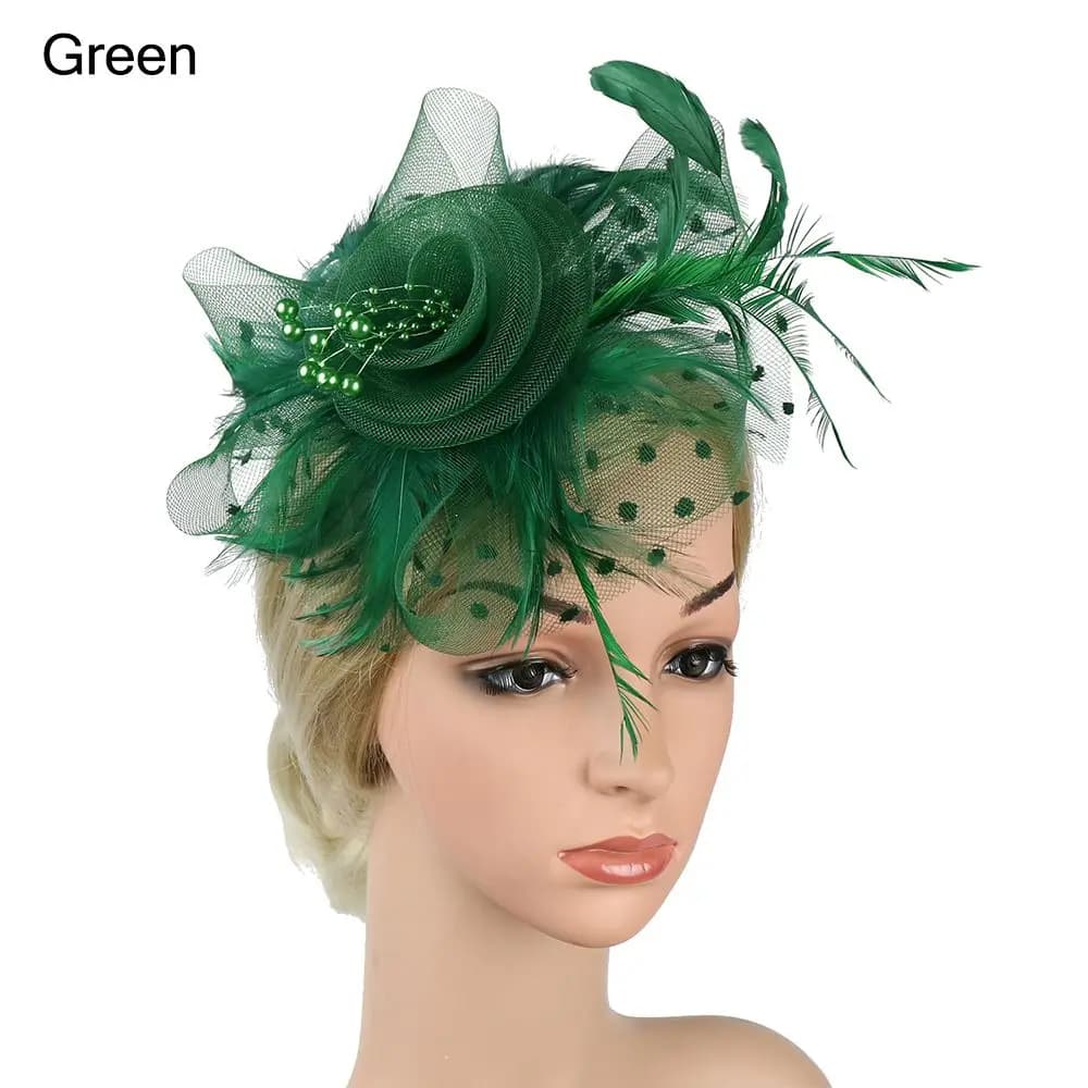 Hair Accessories Mesh Flower Hair Fascinators Wedding Feathers Hair Clip Fascinator Hat Tea Party Headband Alice Headband Clip