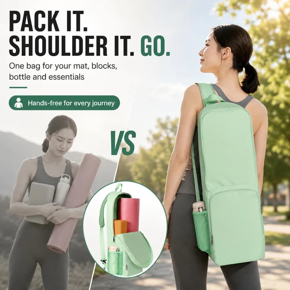 Yoga Mat Carrier Bag with Waterproof Compartment