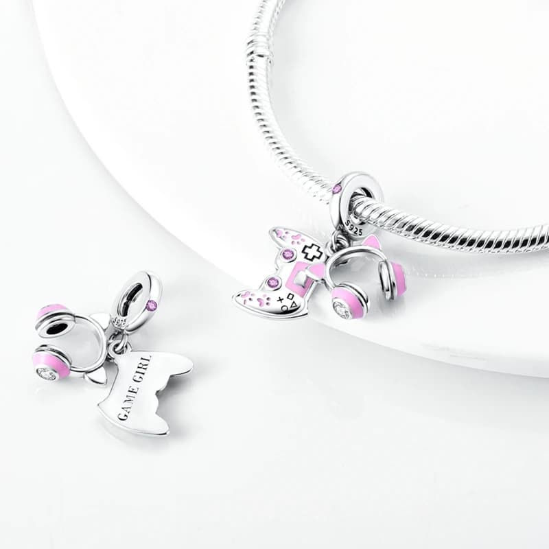 Pink Sterling Silver Charm Pendant
