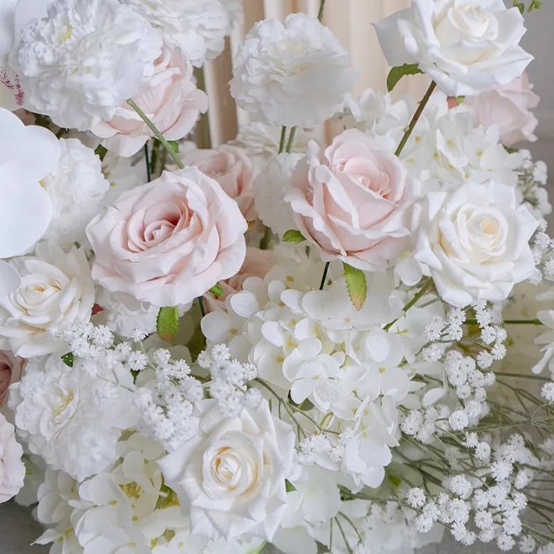 Luxurious Wedding Decor White Aisle Floor Floral Arrangement Backdrop Hyacinth Orchid Baby Breath Decor Flower Row Party Supplie