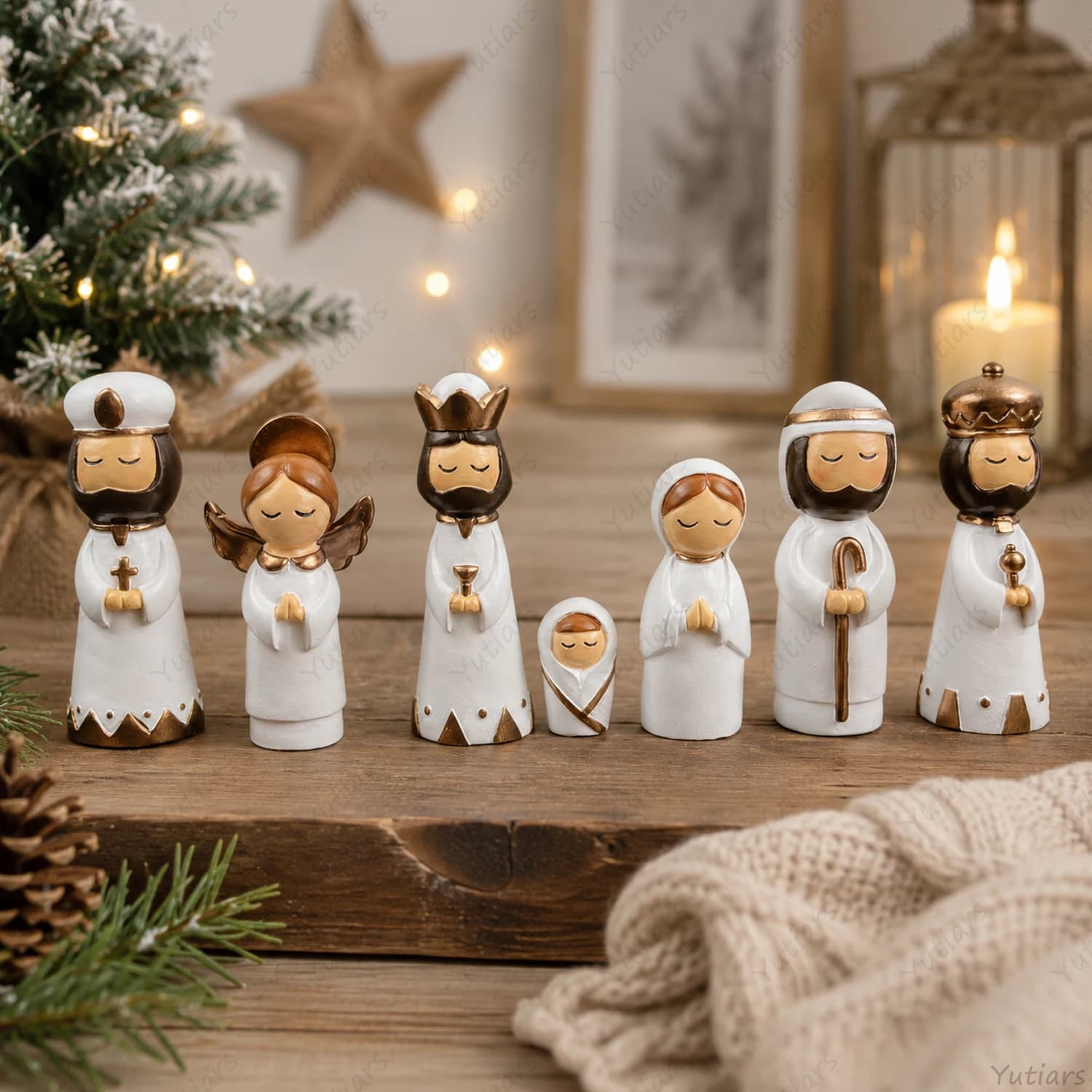 Nativity Figurines Set - 7 Piece Ceramic Christmas Decoration