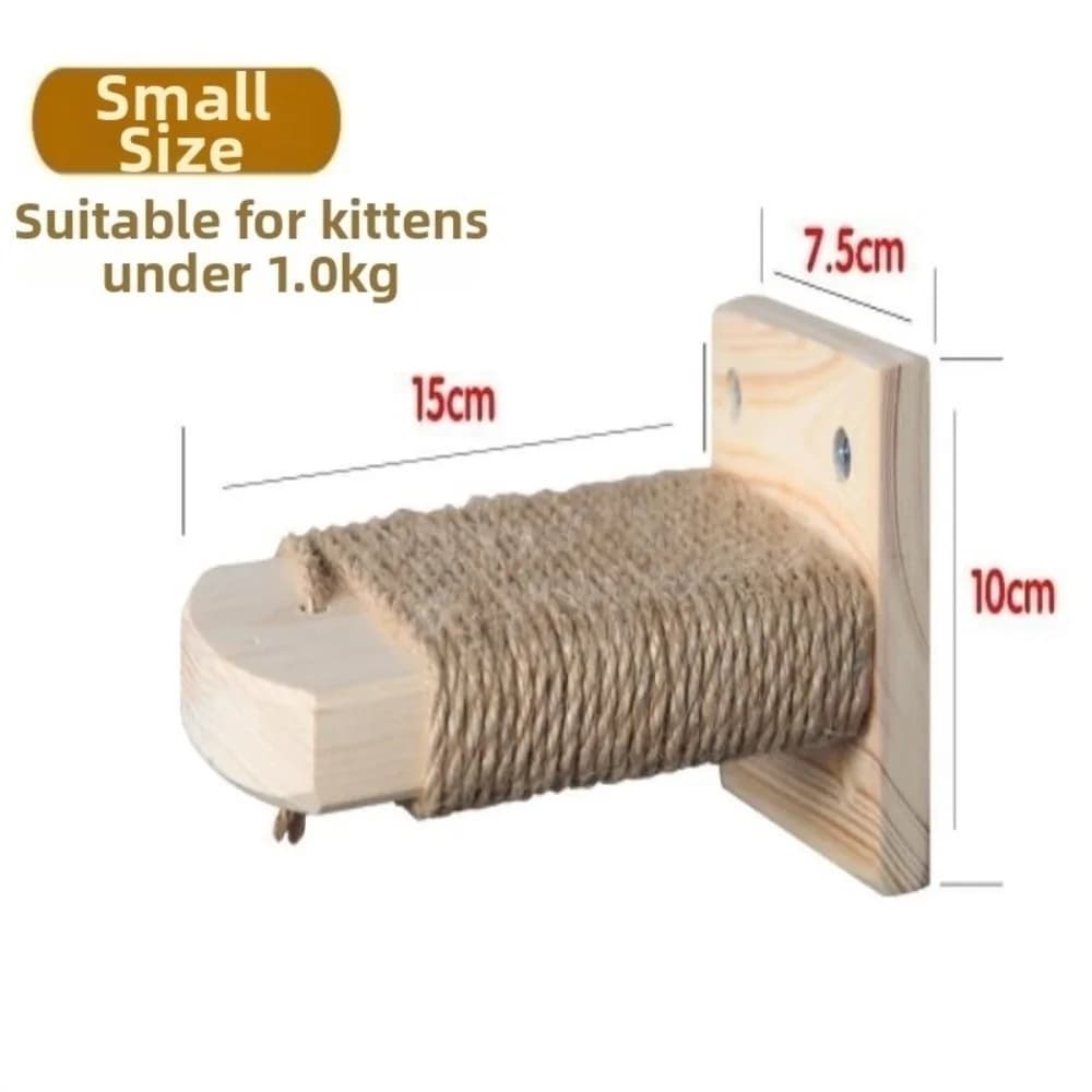 Wooden Cat Wall Shelves with Sisal Scratch Cover