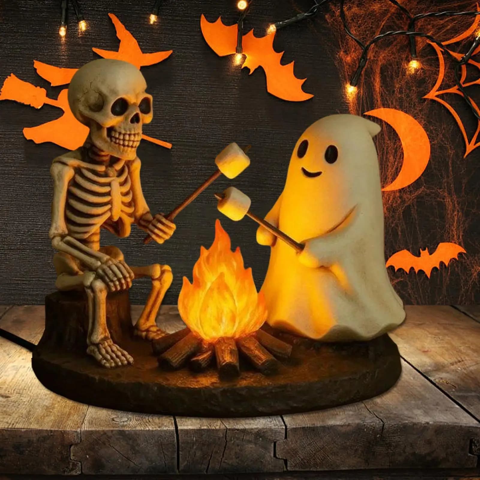 Halloween Skeleton and Ghost Flickering Lamp