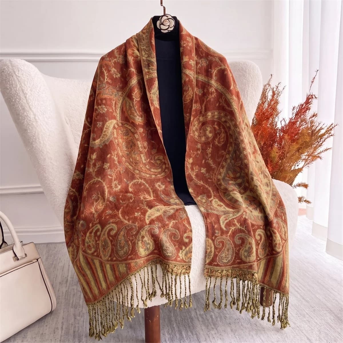 Pashmina Botanical Print Scarf Wrap Shawl