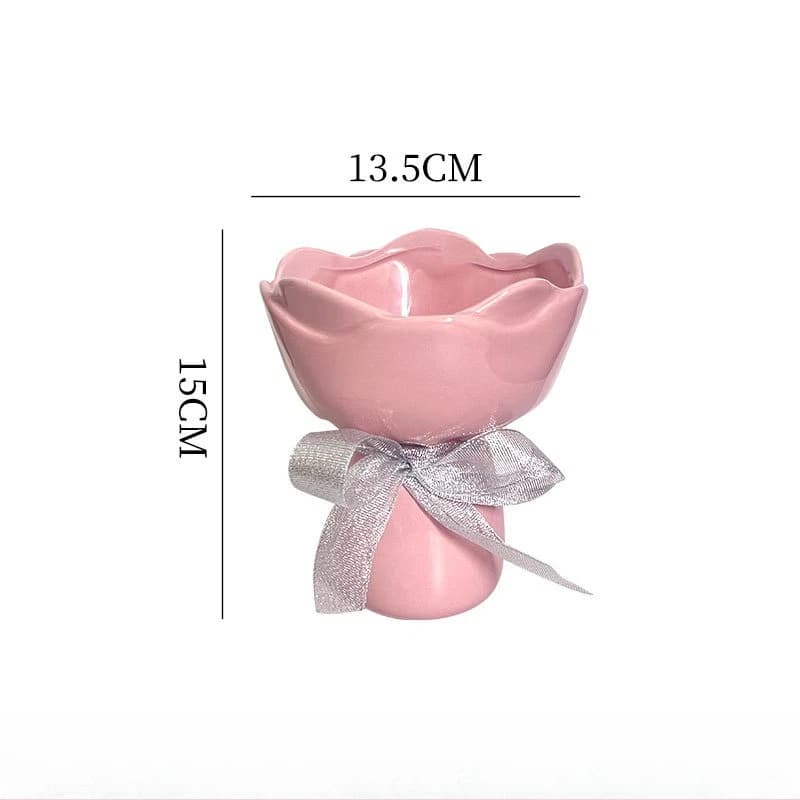 Rose-Shaped Ceramic Vase