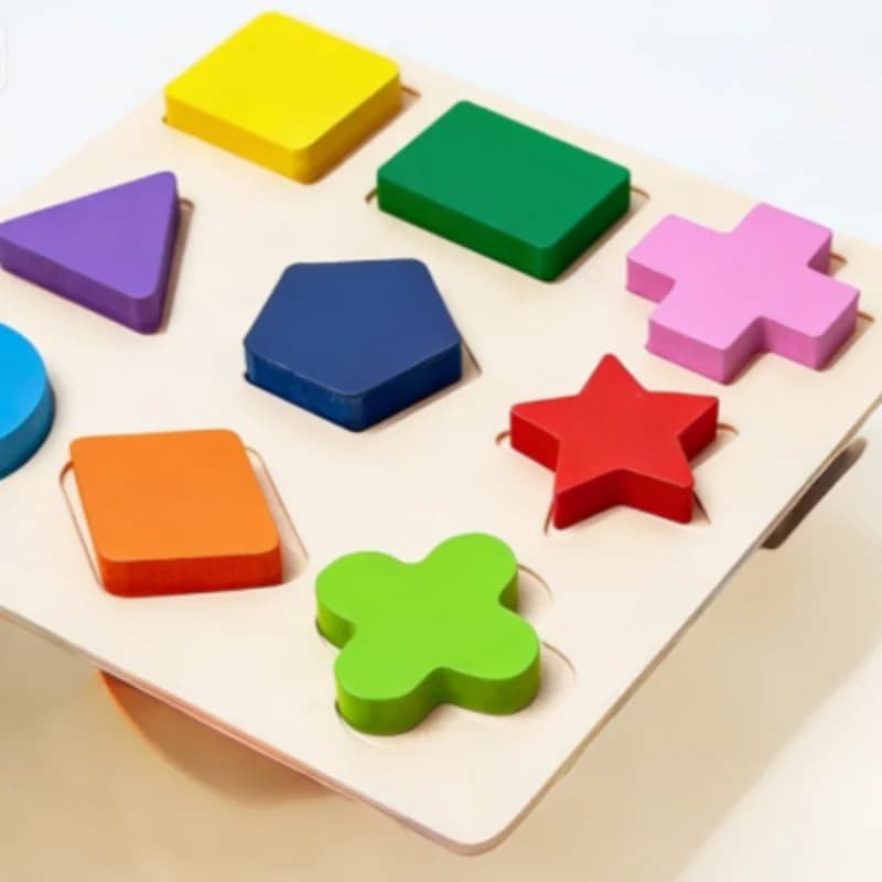 Wooden Geometric Blocks Shape Sorting Puzzle