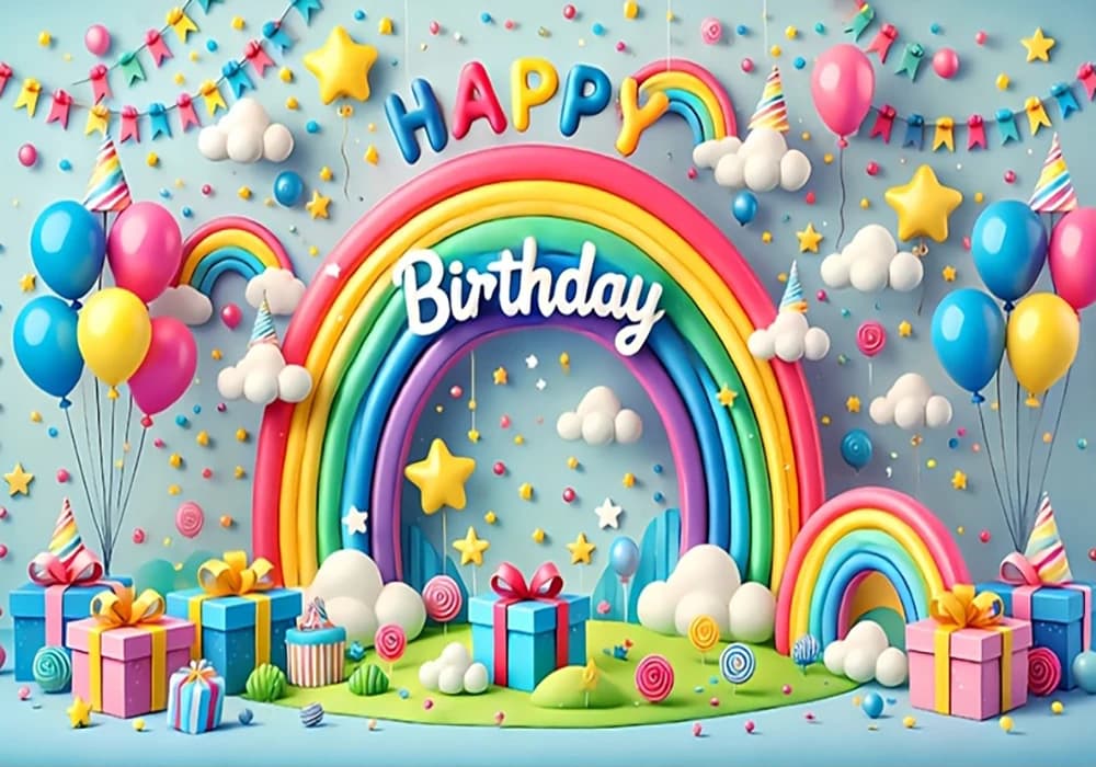 Rainbow Birthday Backdrop Banner