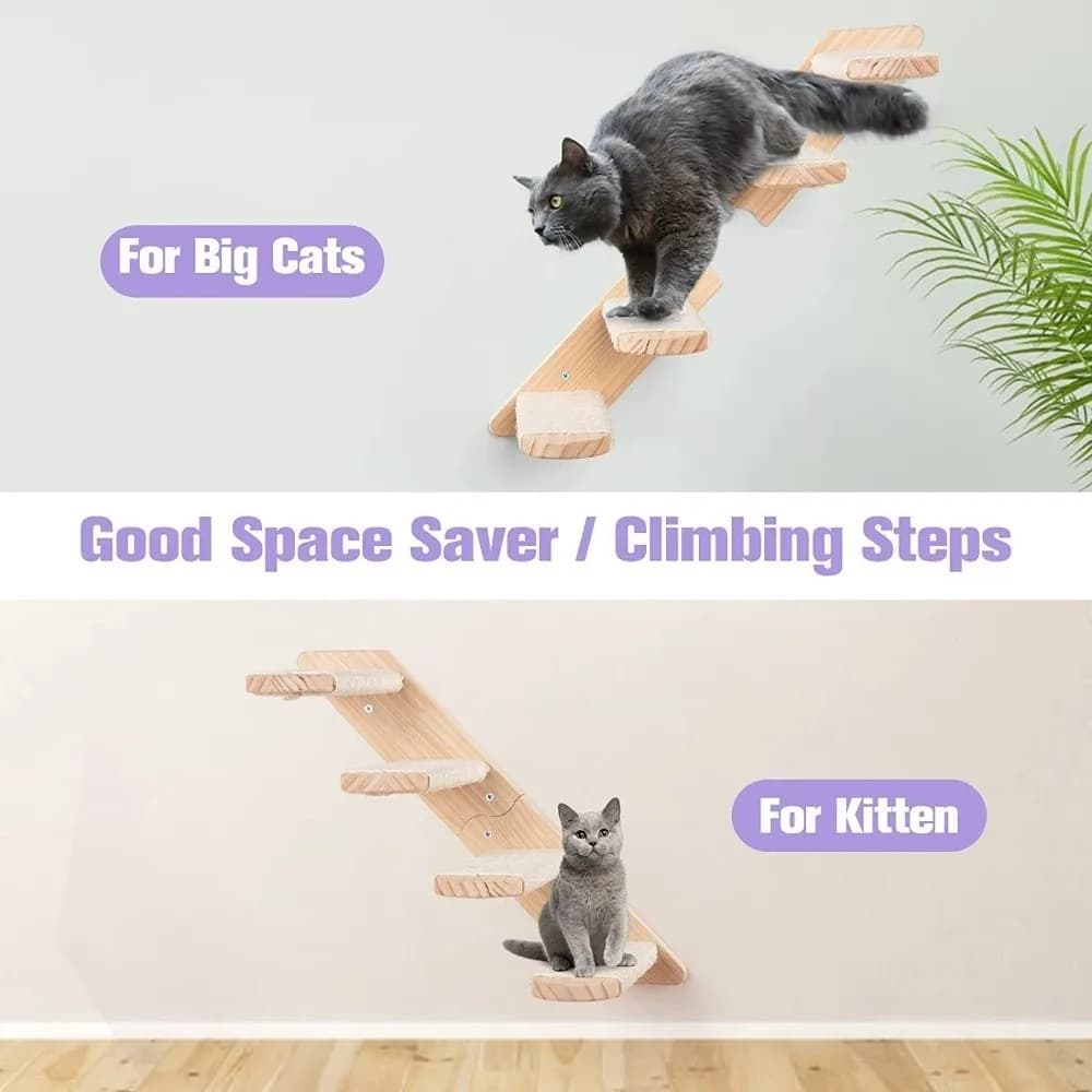Wooden Cat Climbing Shelf with Sisal Rope