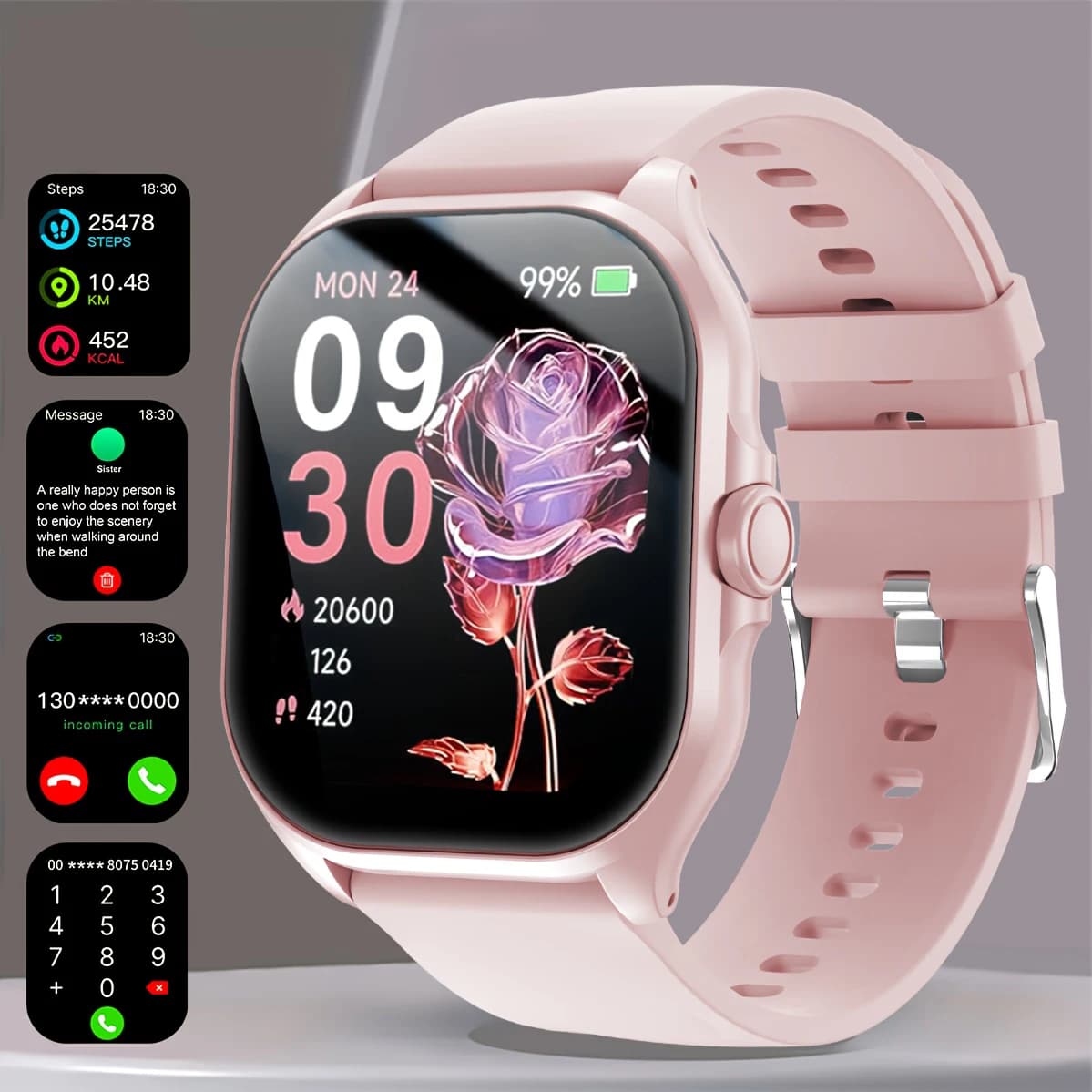Smart Watch 1.88" HD Screen Bluetooth Calling Magnetic Charging Raise to Wake Always-On Pointer Dynamic Island Sports